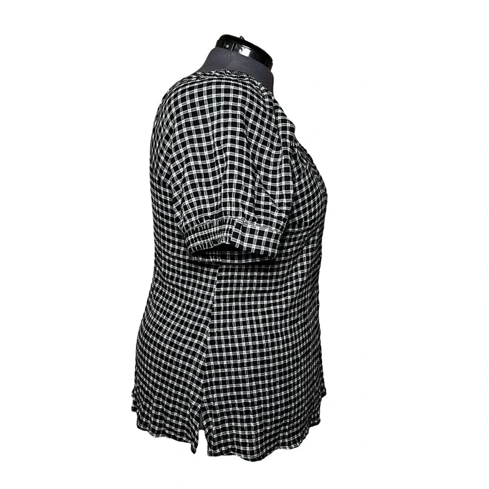 Lane Bryant Square-Neck Plaid Top with Button Details NWT (Size 18W) - Picture 4 of 6